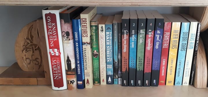A picture of Emma Newman's books